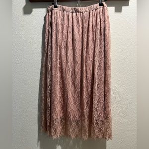 Pink lace skirt with silk slip (XL)